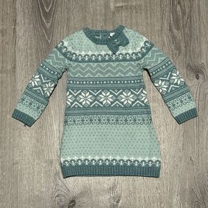 Adrienne Vittadini Bambini Fair Isle Sweater Dress 18M Green Teal Winter Holiday